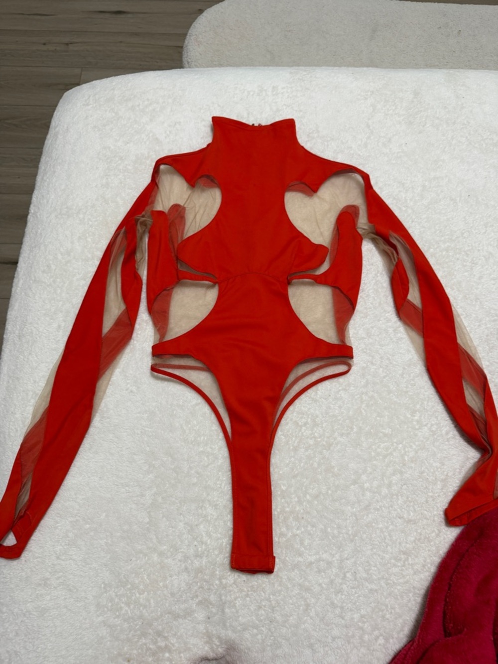 Mugler Rodeo Lycra Bodysuit fire/nude NWOT